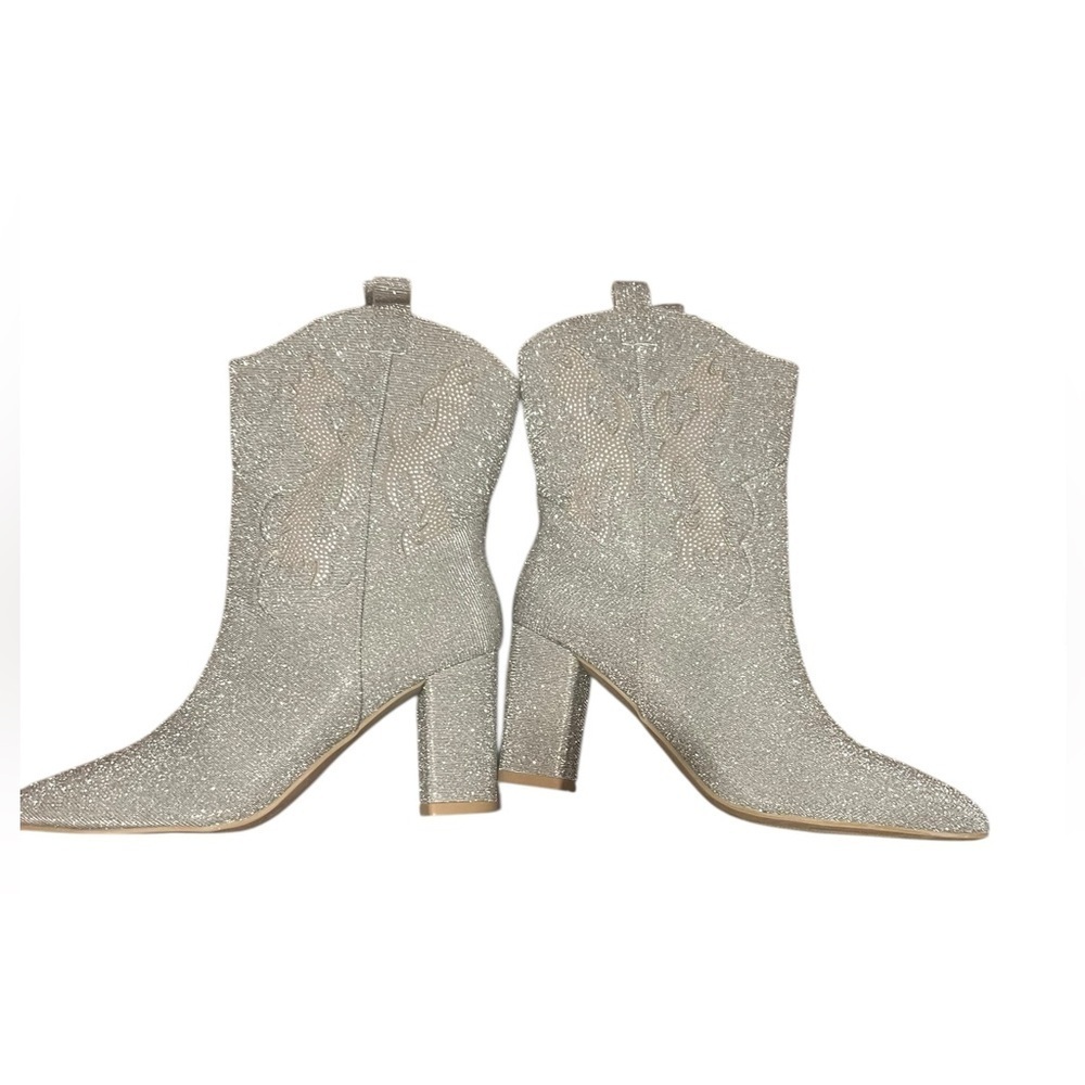 MIA Silver Rhinestone Sparkle Western Cowboy Boots Women’s 9 - Picture 7 of 11